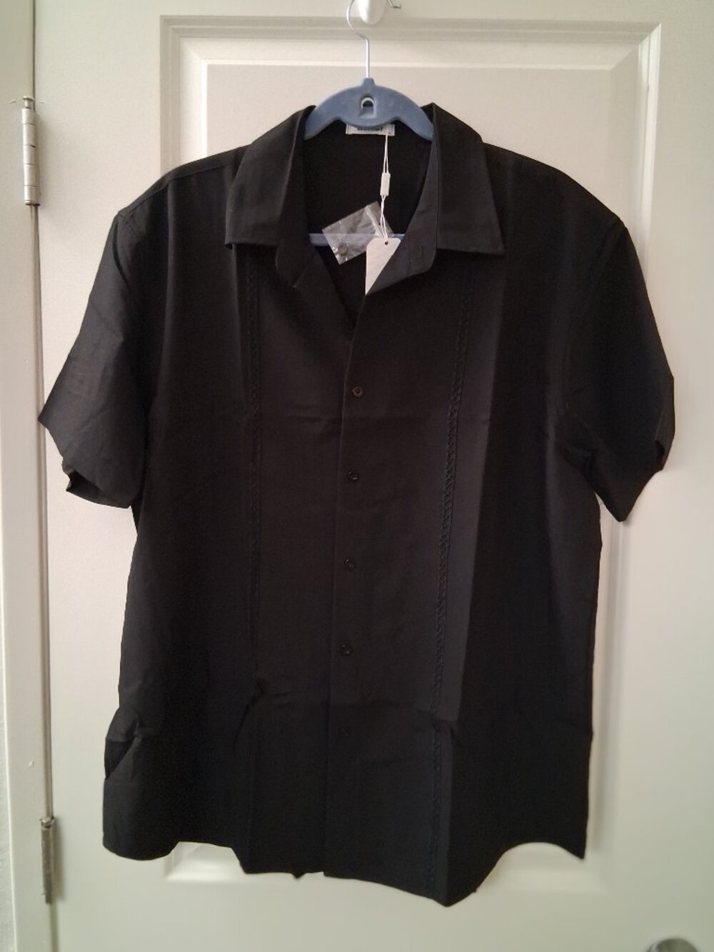 Coofandy Men's  Cuban Guayabera Shirt XL Black NWT